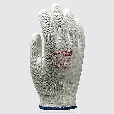 Перчатки МИКРОН ПВХ, (TNG-27), нейлон, точка ПВХ,белые